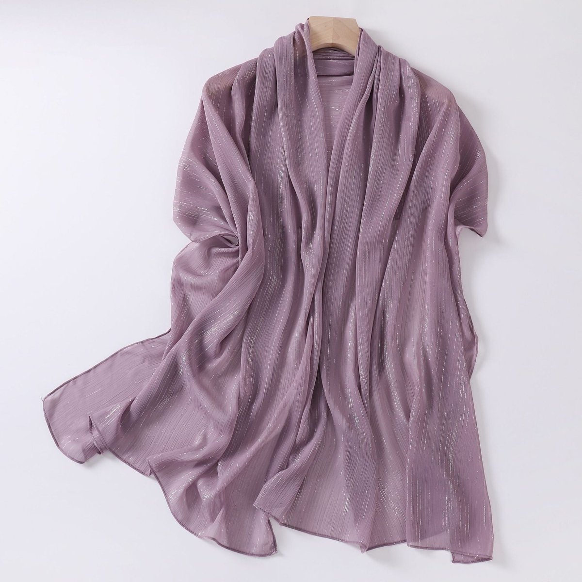 Foulard Effortless Grace Voile Chiffon Froissé Argenté (MH153)
