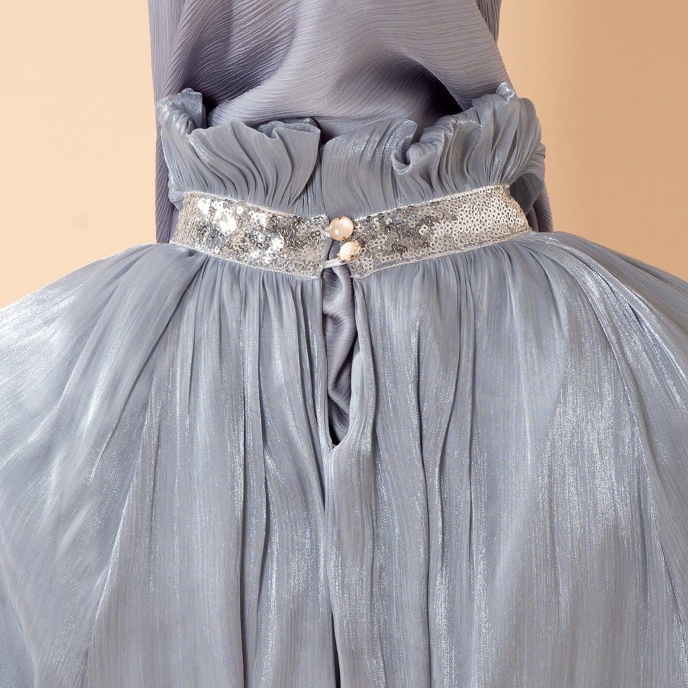 Abaya Élégante à Manchette Fleurie Brillante et Sequins | Abaya Brillante avec Sequins (MA140)