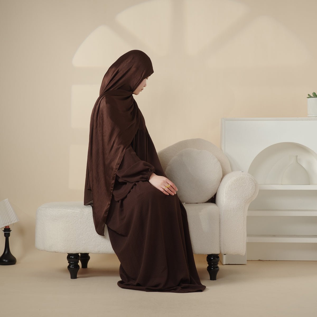 Abaya Réversible en Tissu Crêpe (MA035)