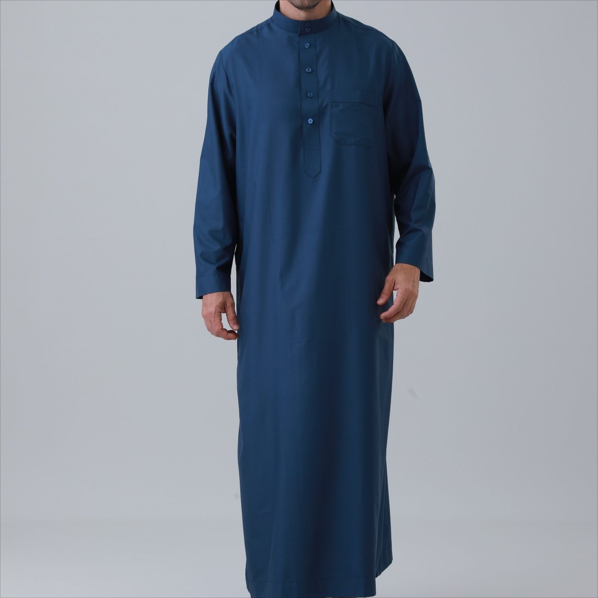 Thobe uni pour homme avec patte de boutonnage (MT036)