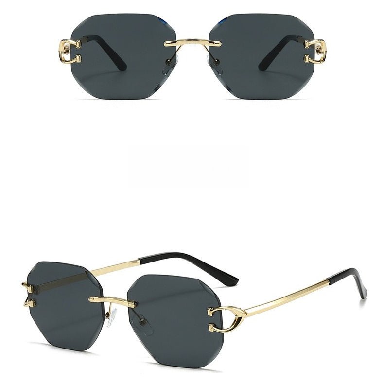Lunettes de soleil vintage sans monture à bords taillés - Modèle statement polygonal sans cadre (MAC266)