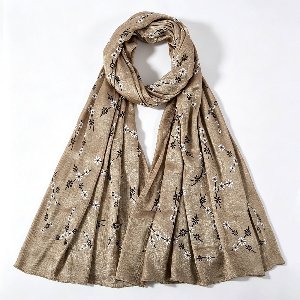 Foulard Hijab Imprimé Fleurs de Marguerite Scintillant (MH245)