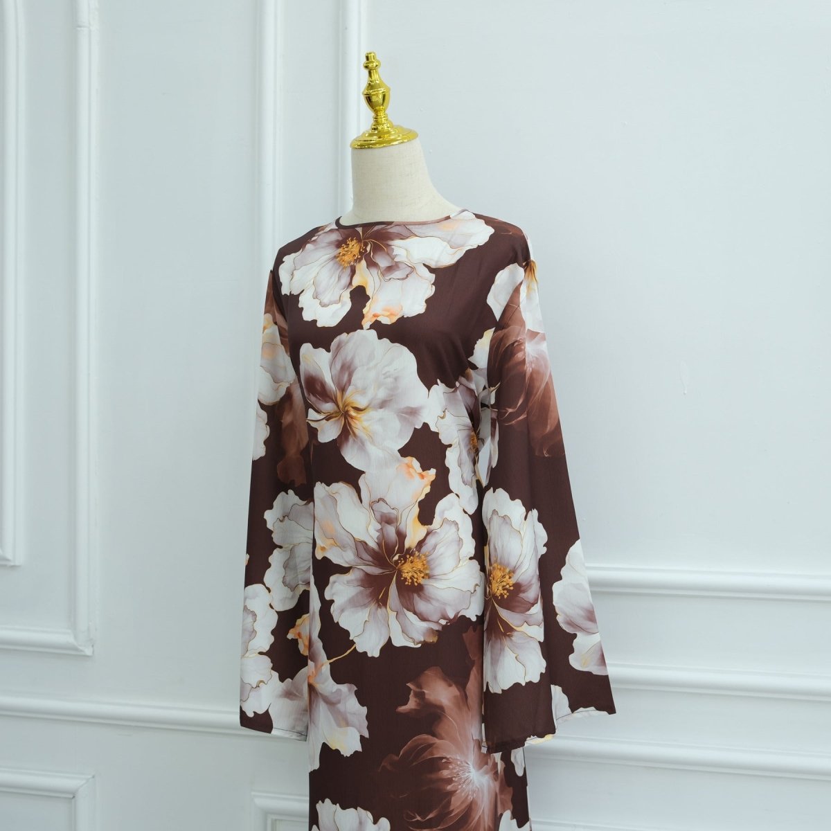 Abaya à imprimé floral avec manches évasées (MA332)