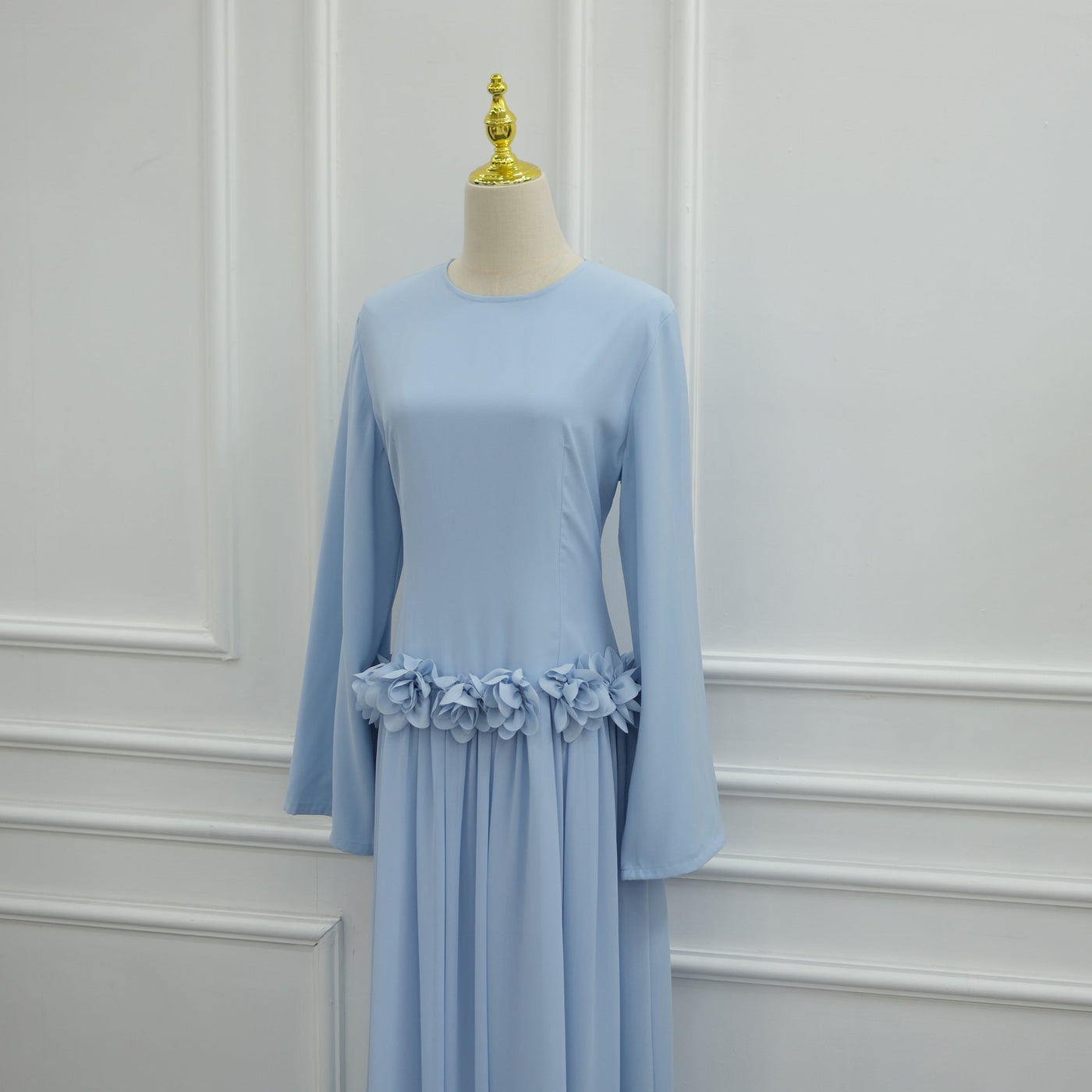 Robe Maxi Ajustée à la Taille 3D Rose(MS515)