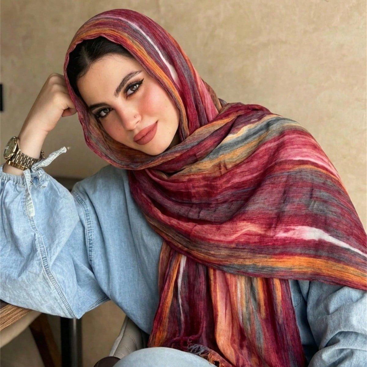 Écharpe Tie-Dye Dégradé en Rayonne | Hijab Dégradé en Rayonne (MH216)