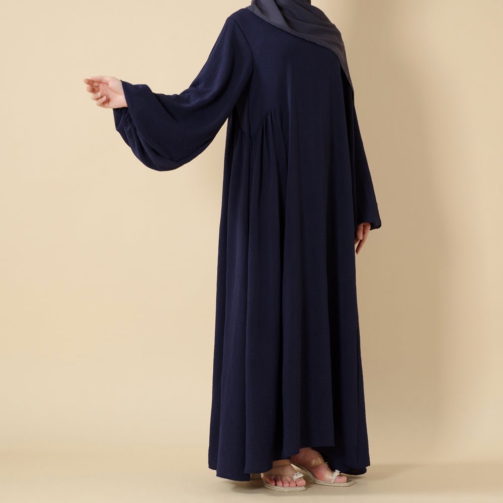 Abaya en crêpe coupe décontractée à manches lanterne (MA190)