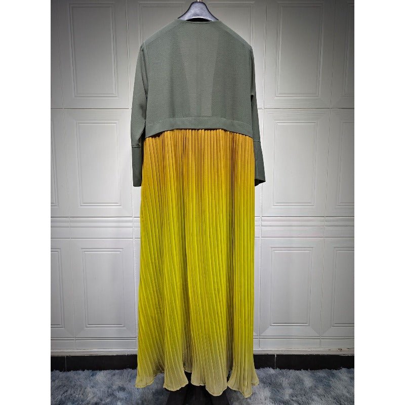 Robe Abaya Plissée Élégante à Dégradé | Robe Longue en Mousseline Pudique pour Femme Musulmane (MOA223)