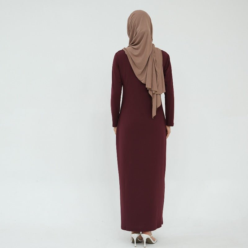 Robe de base essentielle en soie de lait ultra longue, douce et superposable | Robe maxi à enfiler, col rond (MA319)