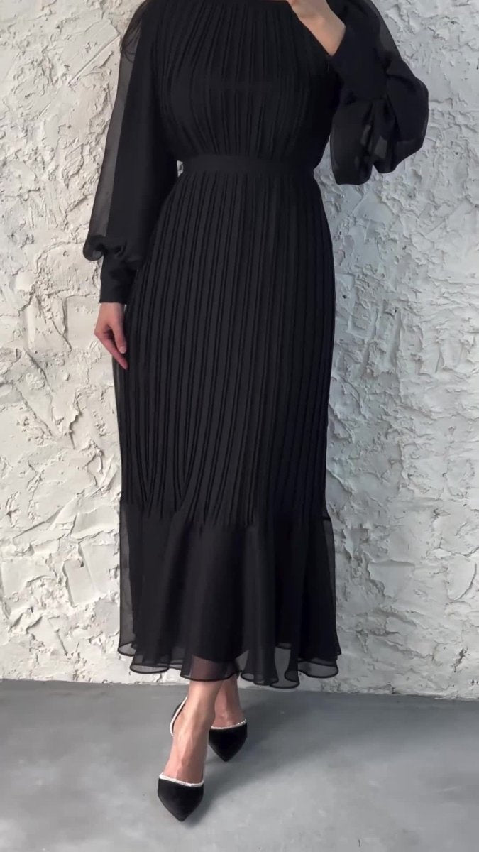 Robe Abaya élégante et légère à jupe longue texturée et manches bouffantes (MA201)