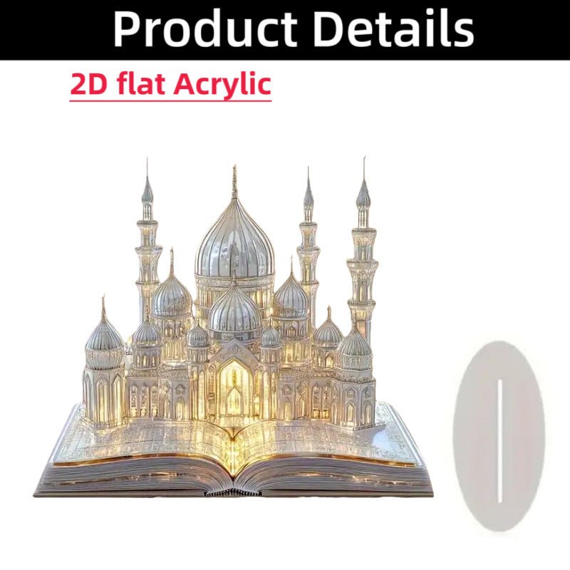 Croissant islamique avec motifs islamiques - Ornement de bureau en acrylique (MAC398)