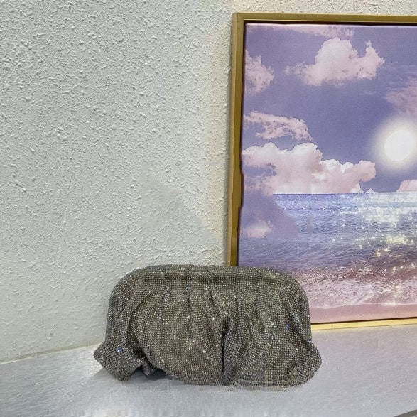 Sac de Soirée Clouté Plissé "Full of Diamond" à Bandoulière avec Fermoir, Sac Femme (MAC257)