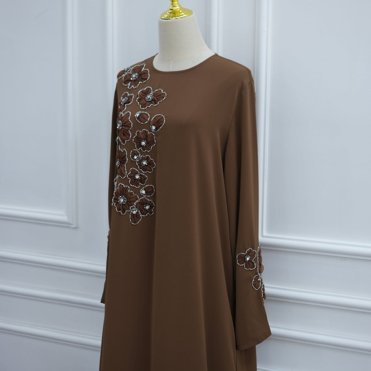 Robe Maxi Floral 3D Perlée à la Main (MA466)