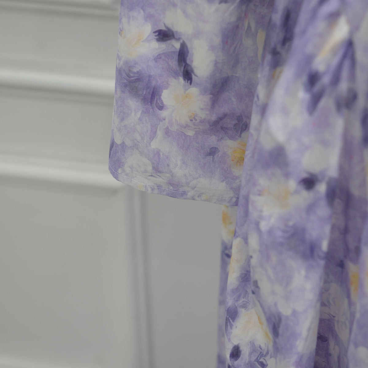 Robe Maxi à Manches Évasées Imprimé Floral Aquarelle (MS516)