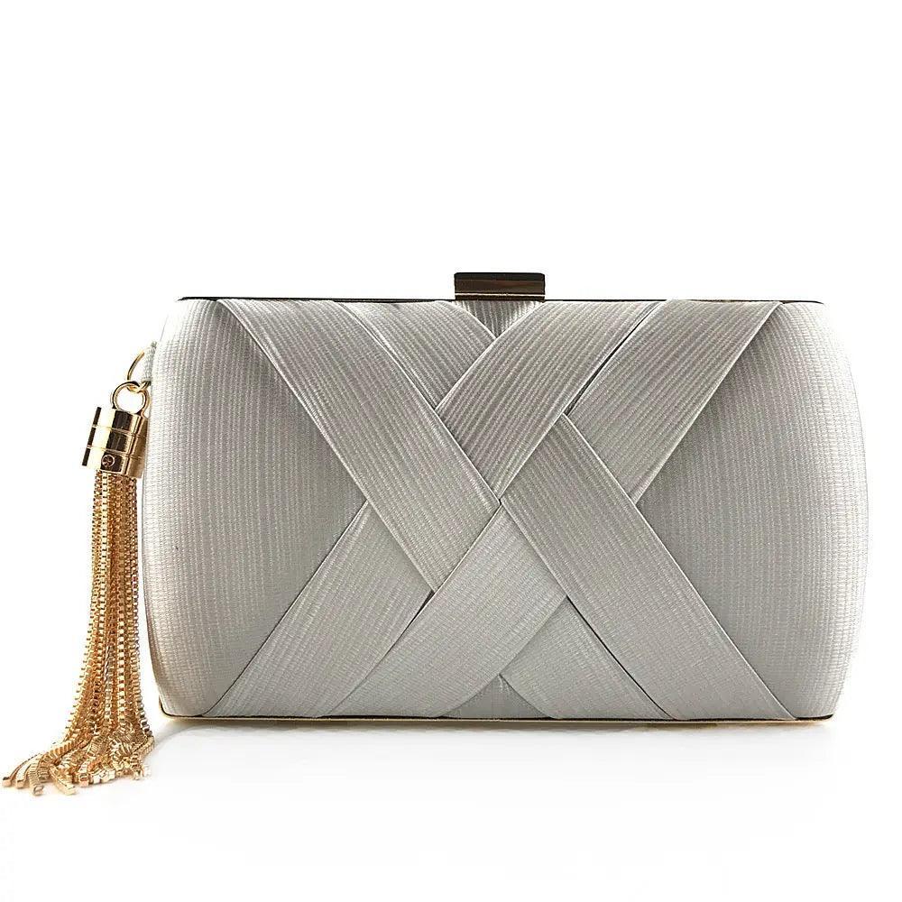 MAC032 Sac de soirée en soie pour femme avec pompon pendentif élégant