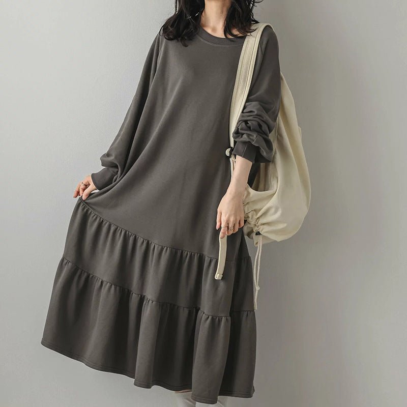 Robe Maxi Sweat à Volants Coupe Ample (MS151)
