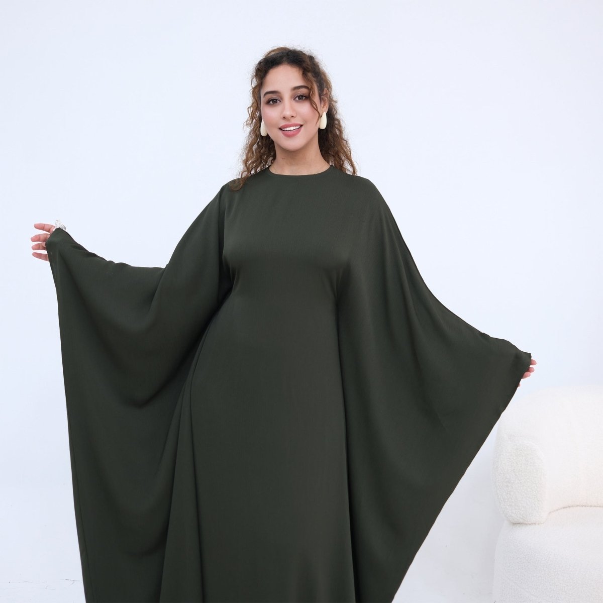 Robe Maxi Nida Crinkle Batwing Sleeve(MA458)
