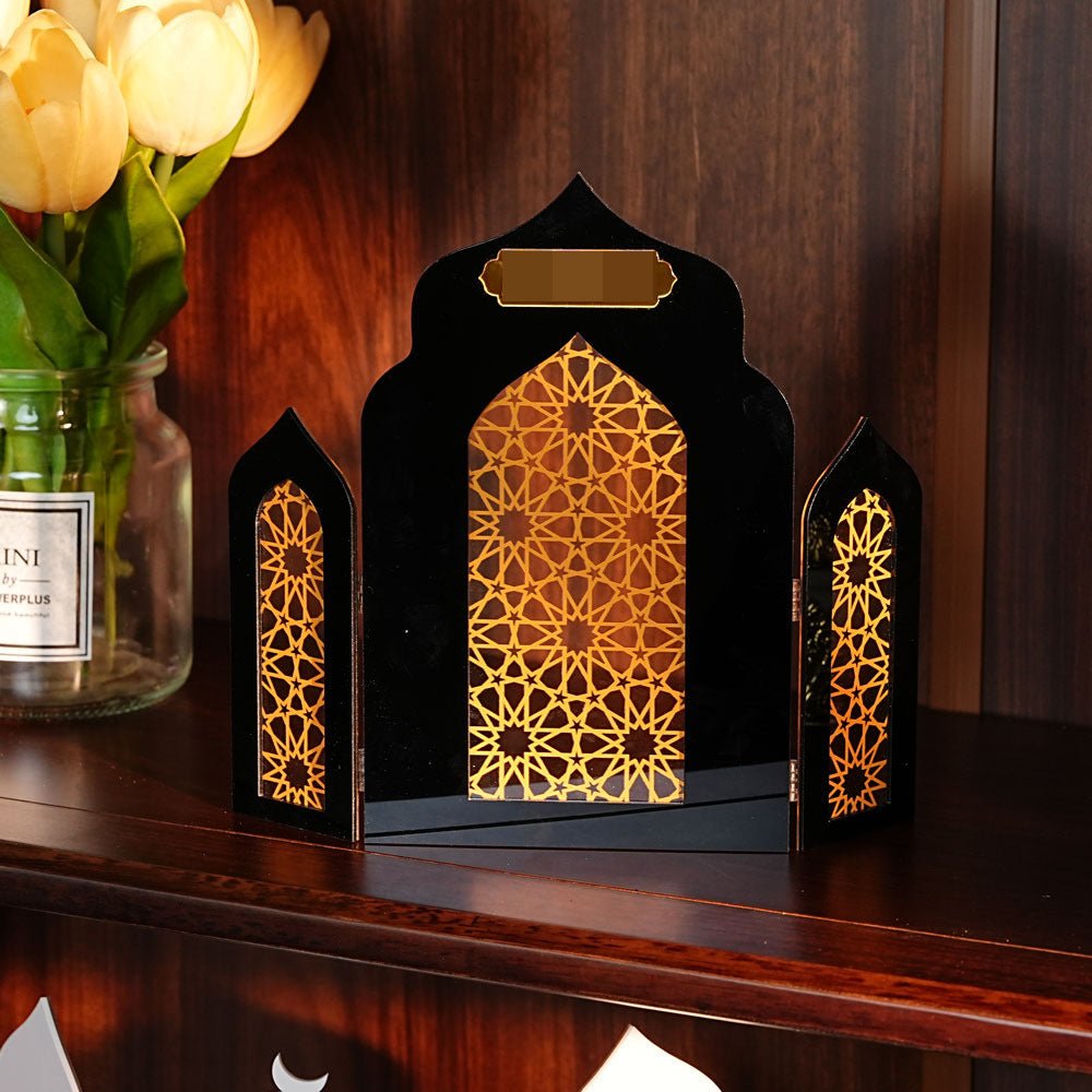 Paravent Pliant en Acrylique Islamique à Motif Ajouré - Décoration de Bureau (MAC402)