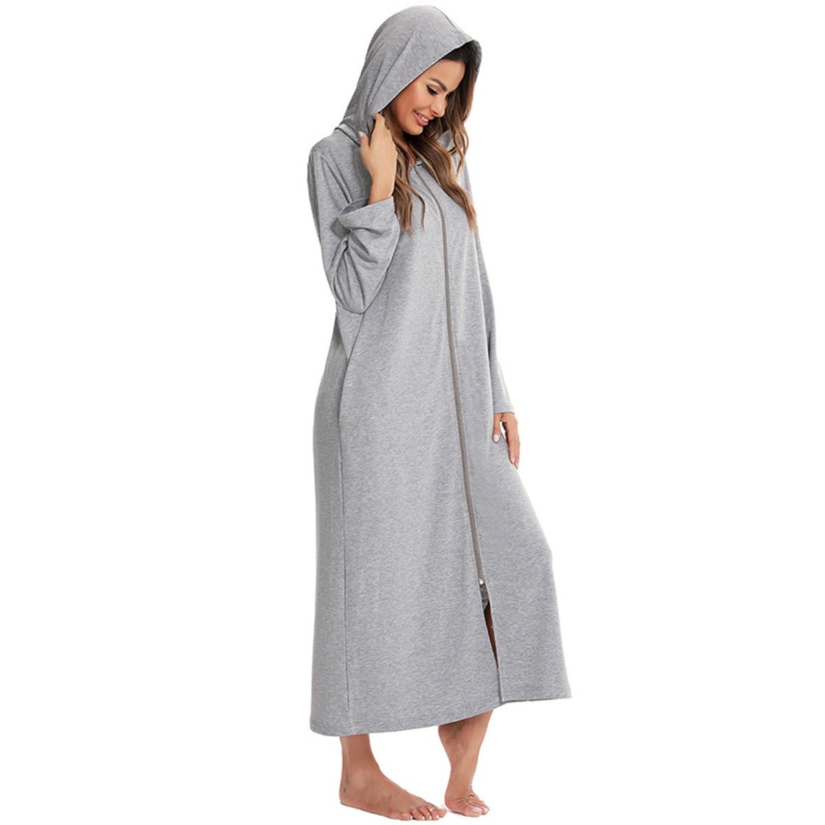 Cardigan long zippé et douillet avec poches | Confort Loungewear (MS110)