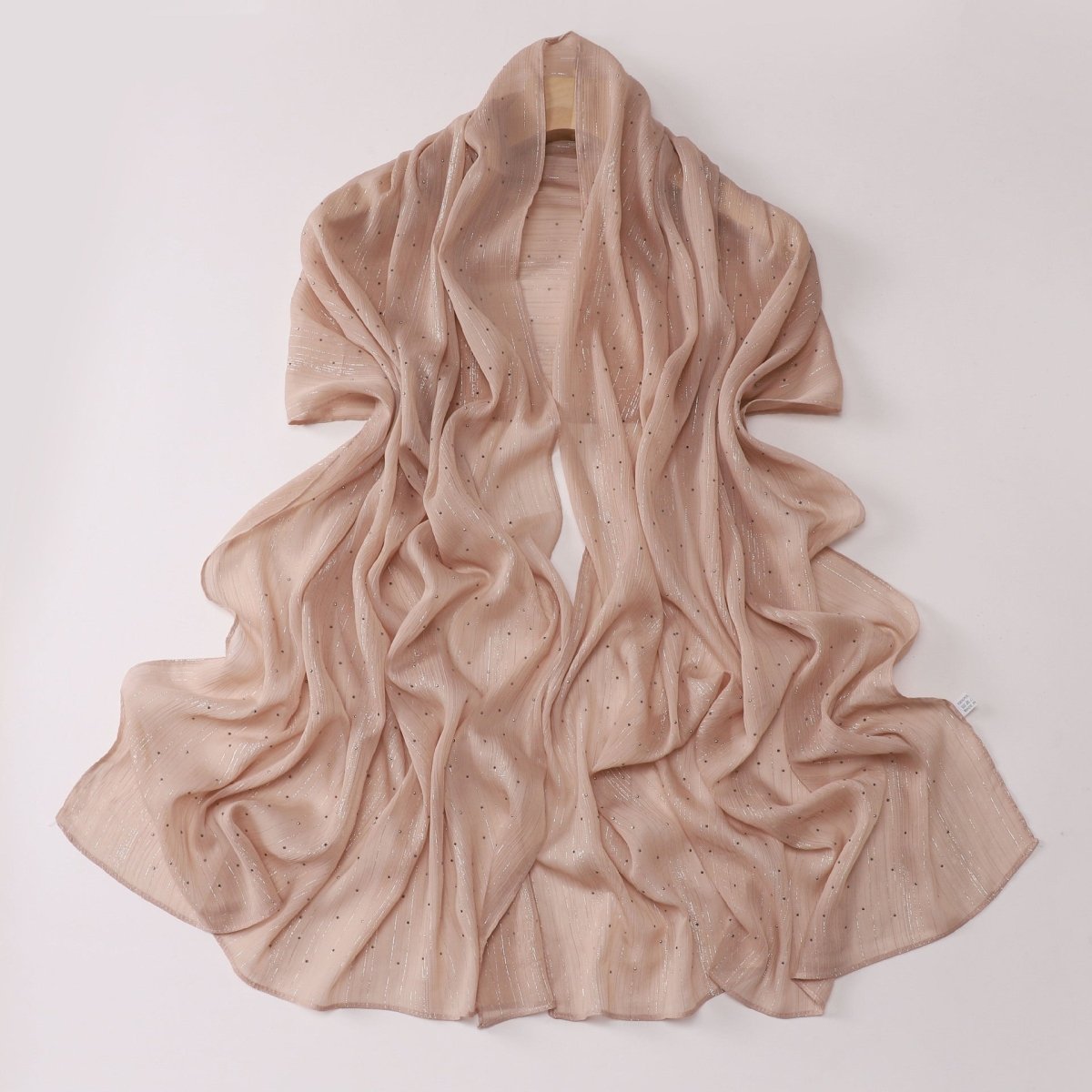 Hijab Drapé Crinkle Argenté "Modest Elegance" avec Strass (MH155)