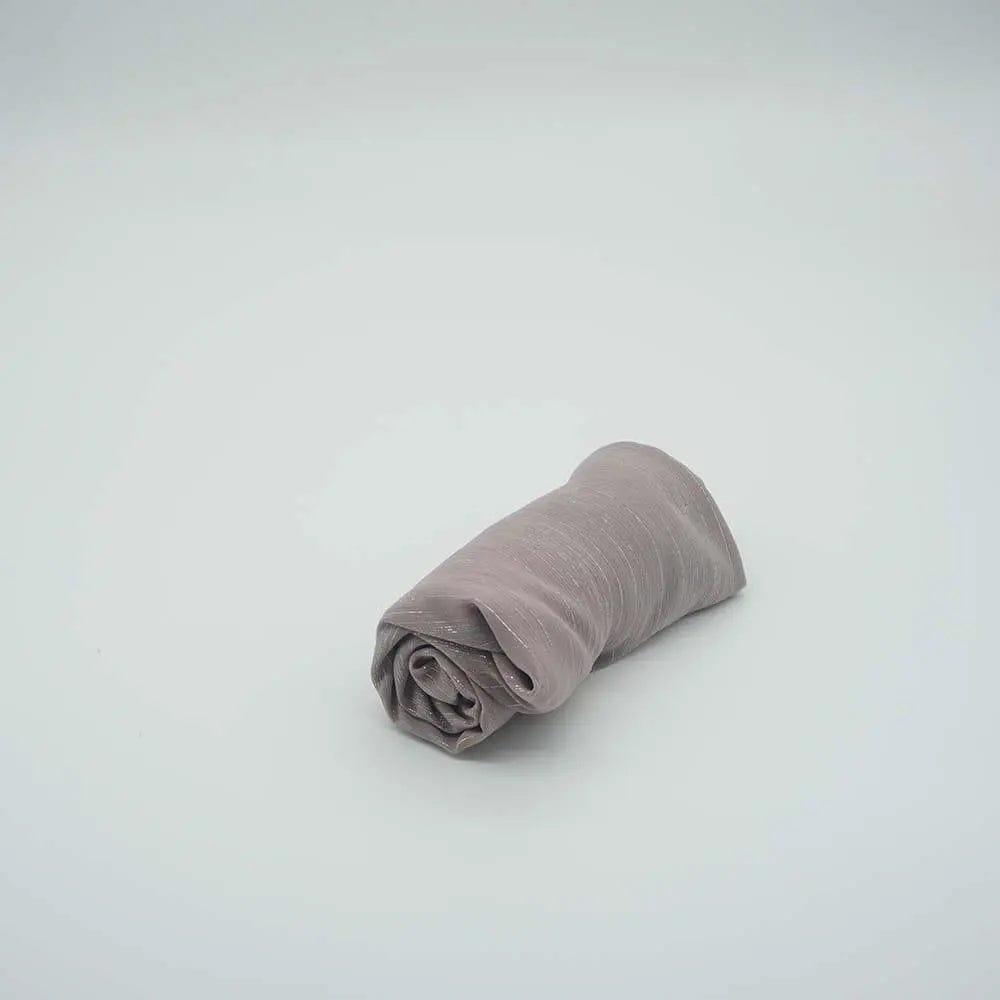 Hijab femme uni avec bronzage soie argenté (MH022)