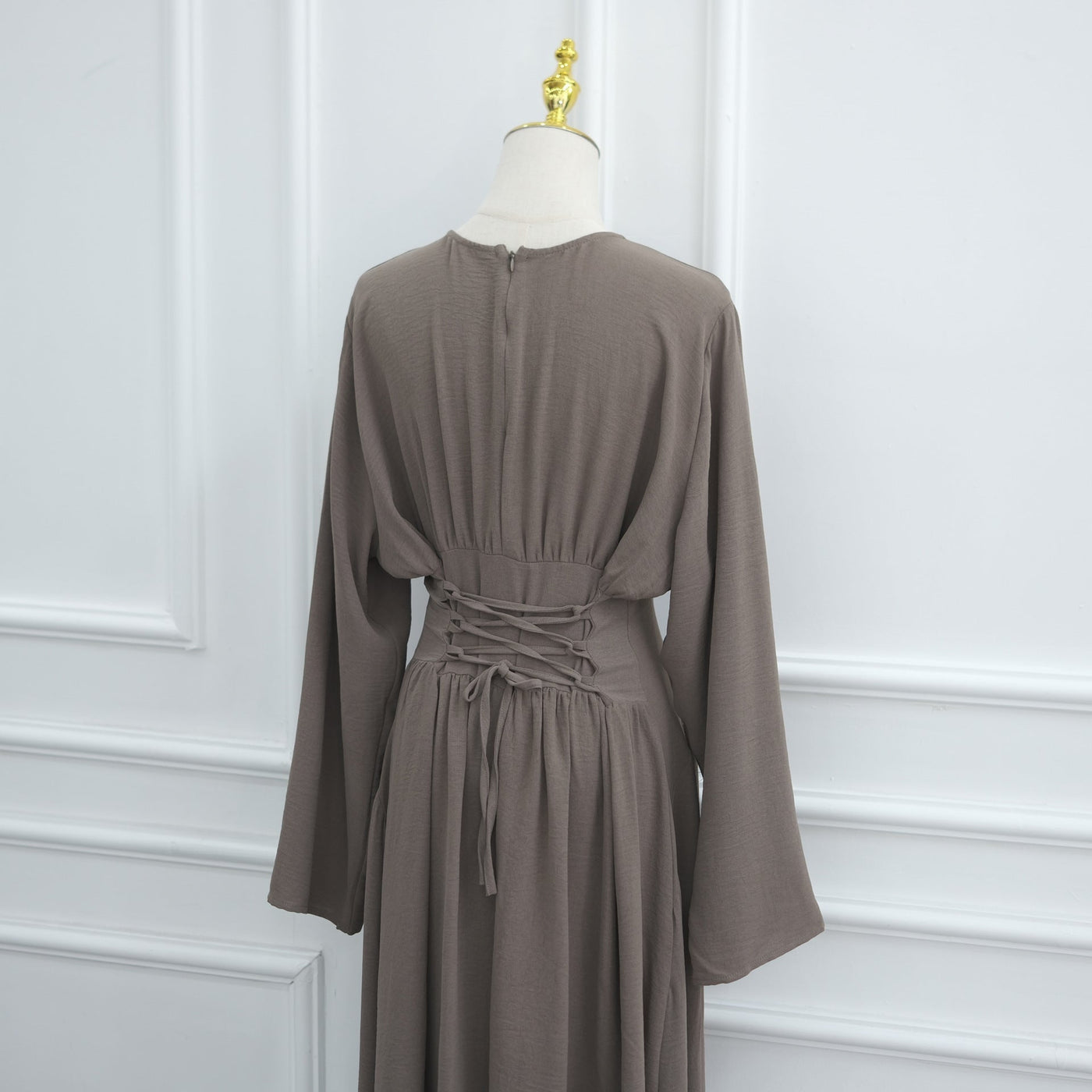 Robe Maxi Ice Silk Froncée à la Taille(MS521)