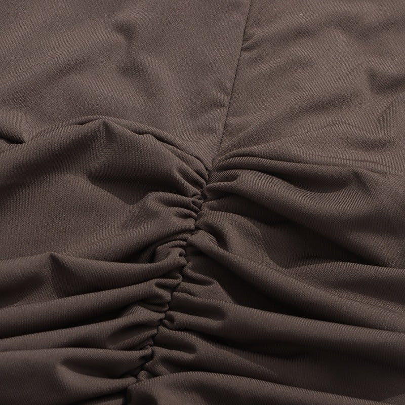 Robe froncée avec taille échancrée tressée (MS345)