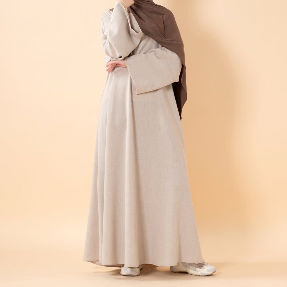 Abaya pull effet lin premium avec poches (MA341)