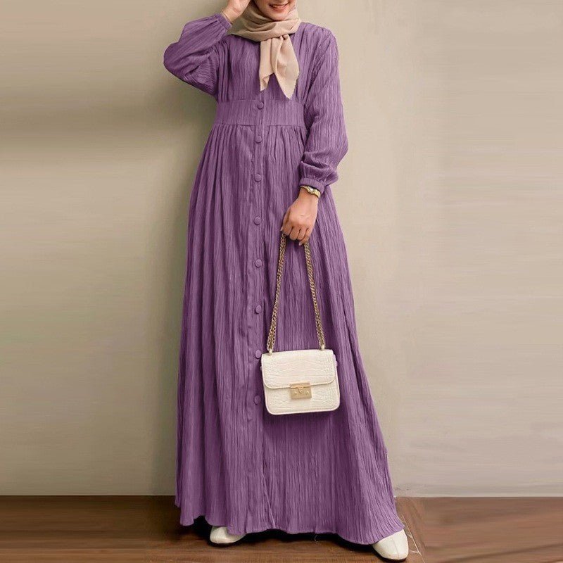 Robe Abaya Vintage à Boutons | Robe Modeste à Manches Longues (MA256)