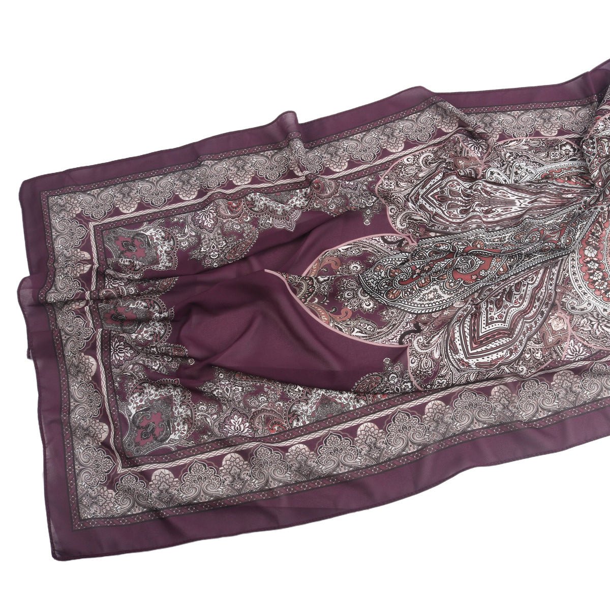 Écharpe Hijab en Mousseline Imprimée Élégante, Style Bohème, Respirante, Protection Solaire (MH136)