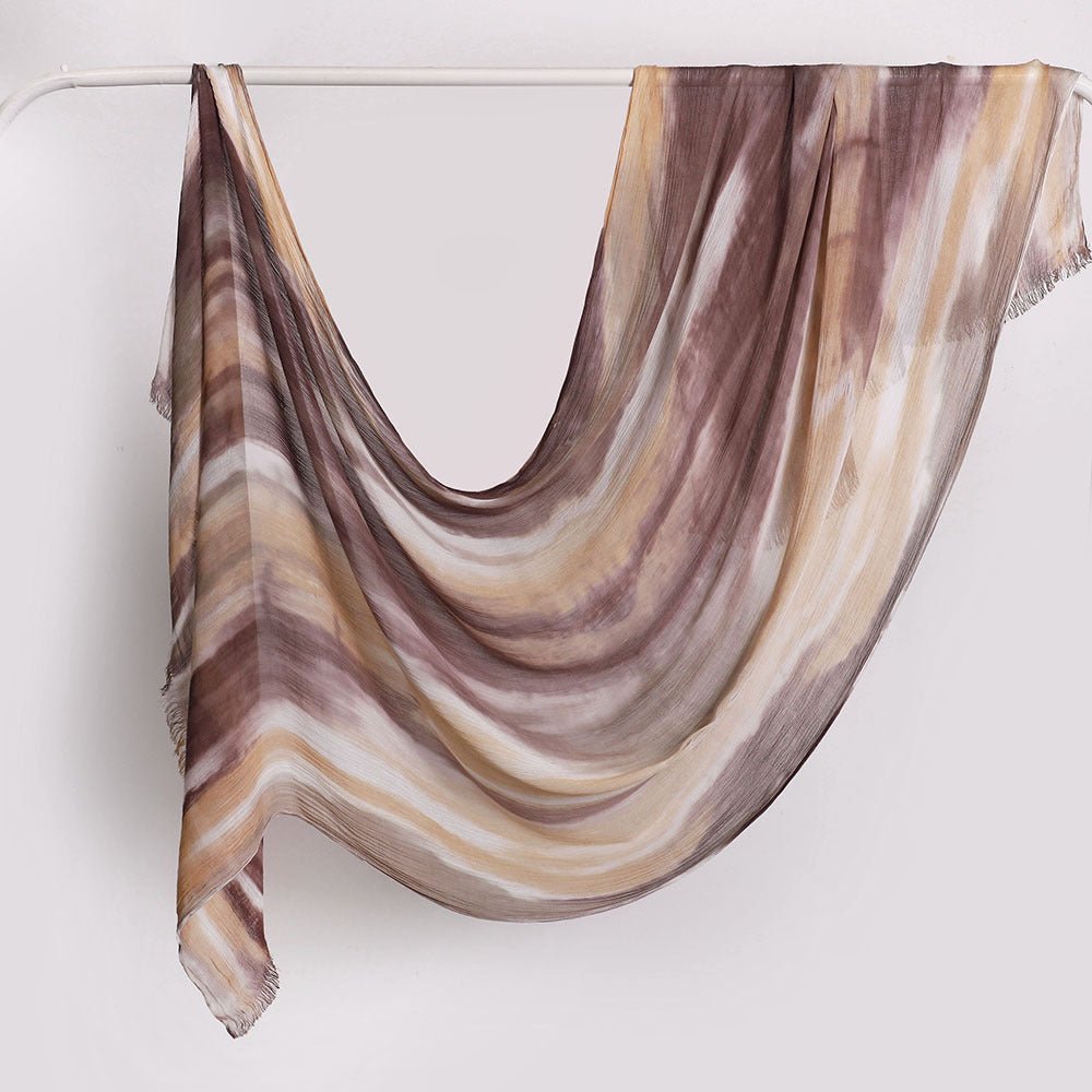 Hijab Châle Plissé Rayé Imprimé Polyvalent (MH180)