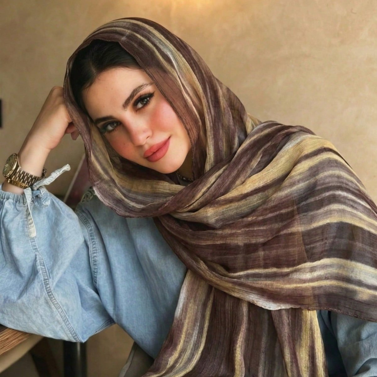 Écharpe Tie-Dye Dégradé en Rayonne | Hijab Dégradé en Rayonne (MH216)
