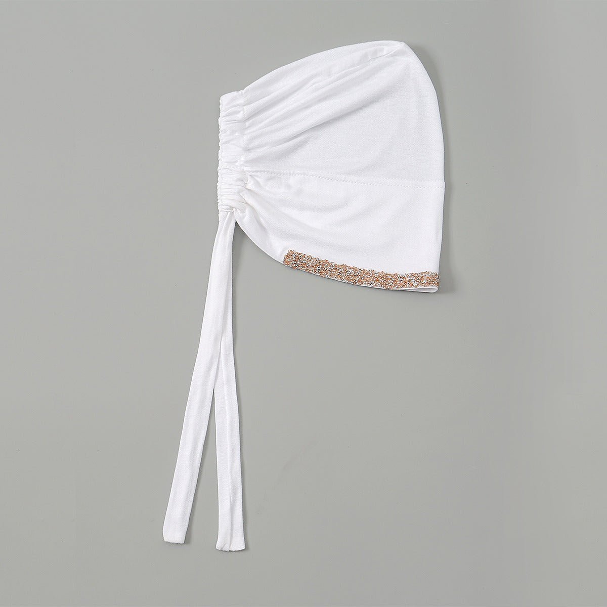 Bonnet Hijab de Luxe en Coton Mercerisé, Orné de Cristaux, Réglable avec Lacet Élastique, Design Respirant (MH115)