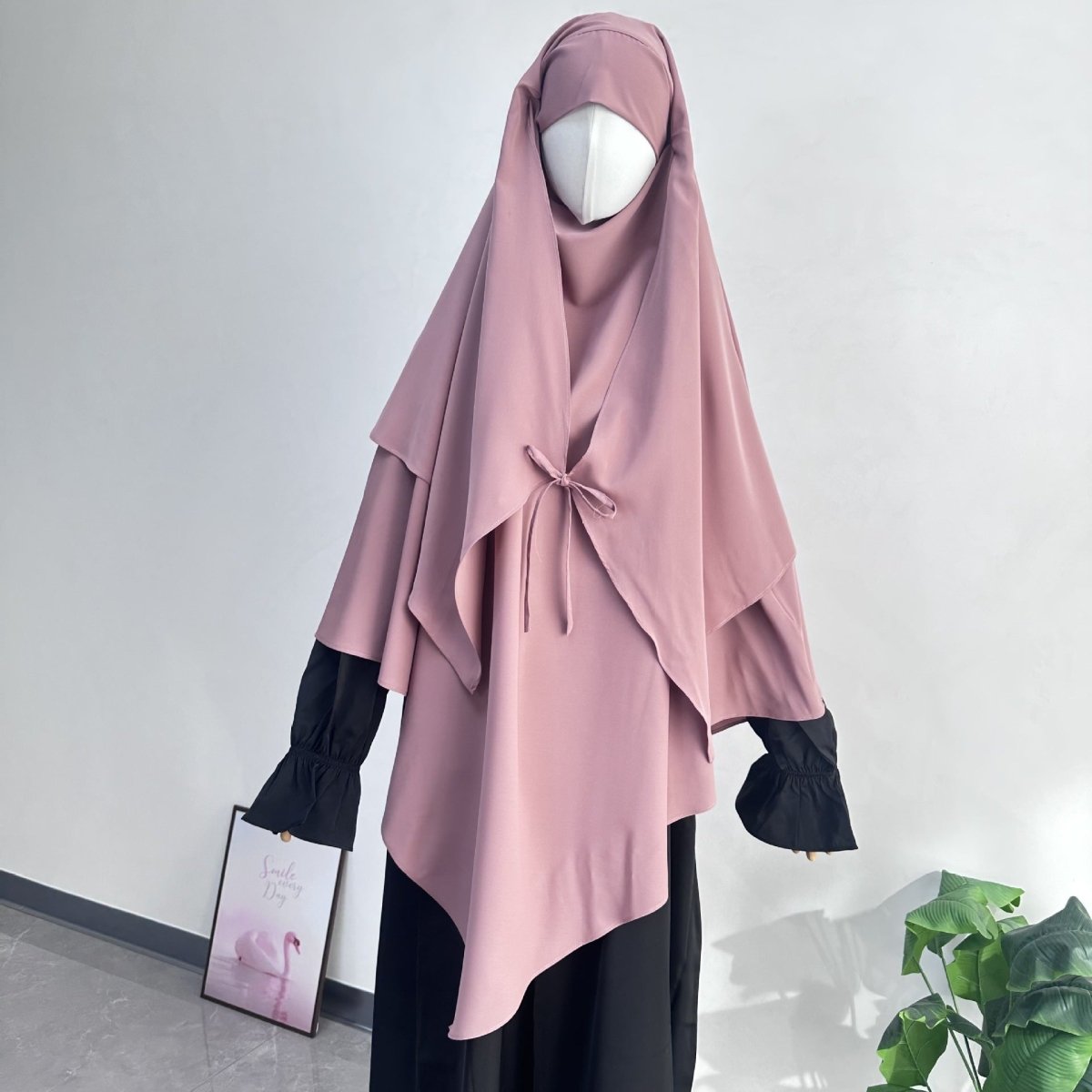 Khimar à double couche avec nœud devant (MK033)