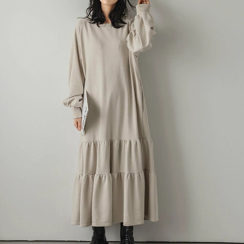 Robe Maxi Sweat à Volants Coupe Ample (MS151)