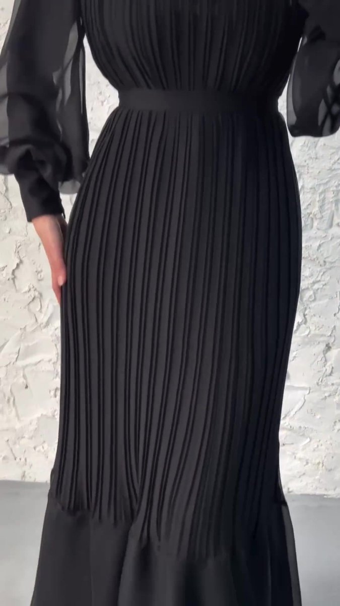 Robe Abaya élégante et légère à jupe longue texturée et manches bouffantes (MA201)