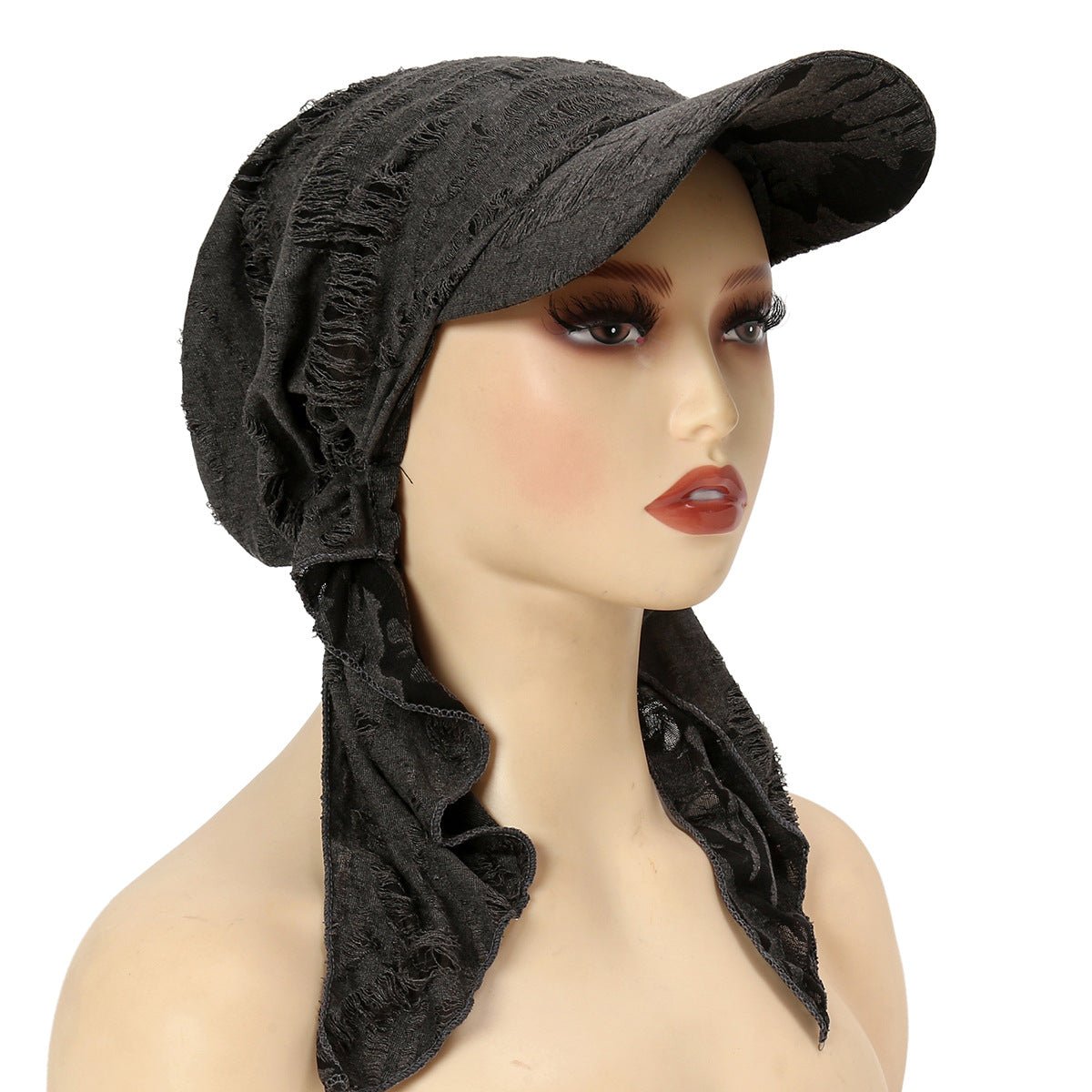 Casquette de baseball tendance multicolore pour femme – Bonnet bohème à bords effilochés avec détail plume (MH113)