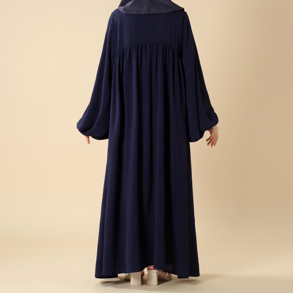 Abaya Crêpe Coupe Décontractée à Manches Lanterne (UKMA190)