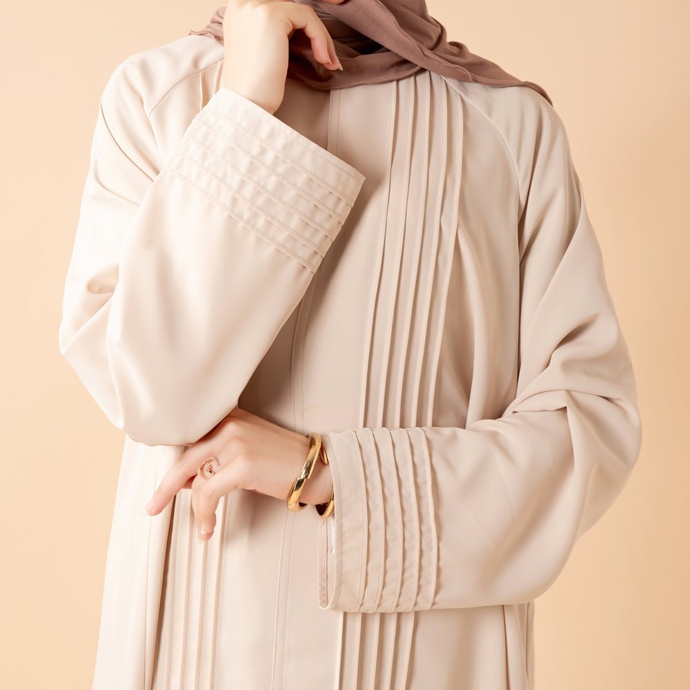 Abaya Serene plissée en georgette, coupe ample et longueur intégrale, style modeste (MA254)