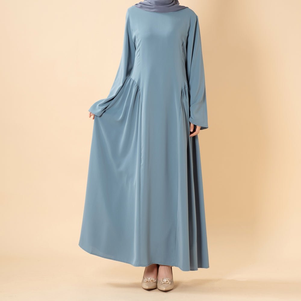 Robe Nida Évasée Maxi avec Jupe Patineuse Plissée & Manches Cloche Larges (MS435)