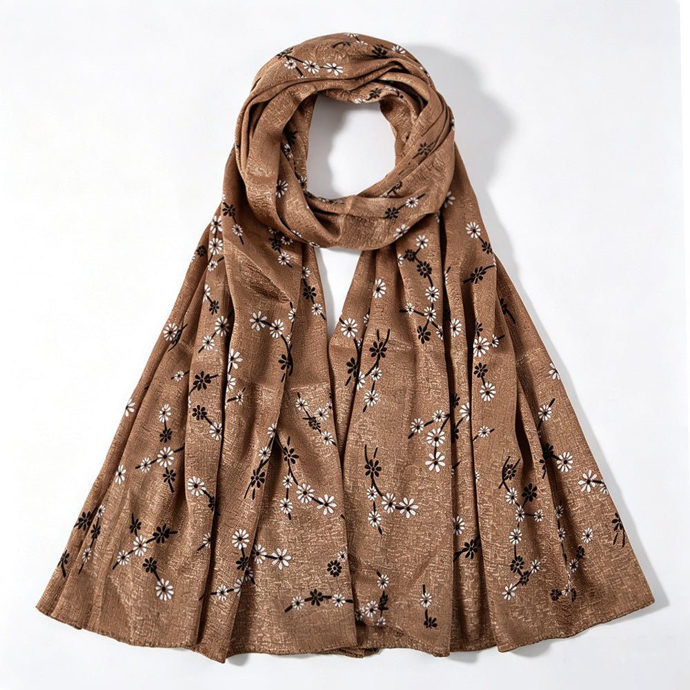 Foulard Hijab Imprimé Fleurs de Marguerite Scintillant (MH245)