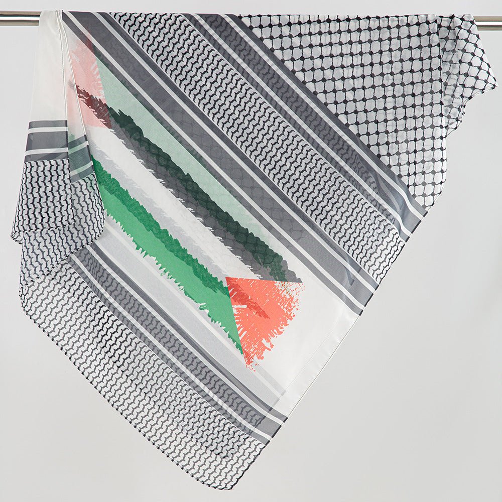 MH074 Hijab en mousseline imprimé Keffieh