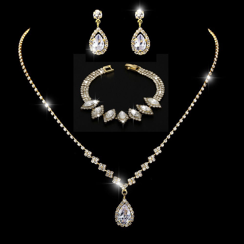 Collier et boucles d'oreilles pendantes MAC181 en zircons diamantés étincelants