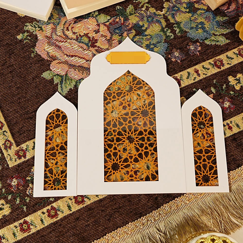 Paravent Pliant en Acrylique Islamique à Motif Ajouré - Décoration de Bureau (MAC402)