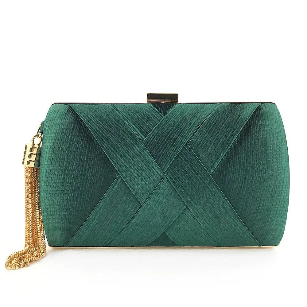 MAC032 Sac de soirée en soie pour femme avec pompon pendentif élégant