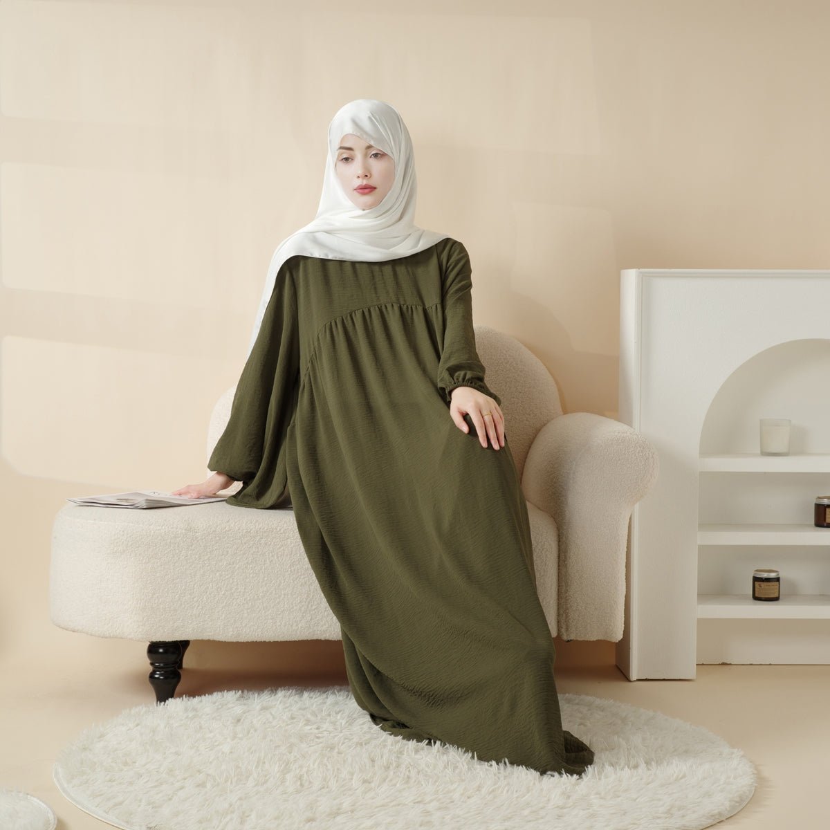 Abaya Réversible en Tissu Crêpe (MA035)