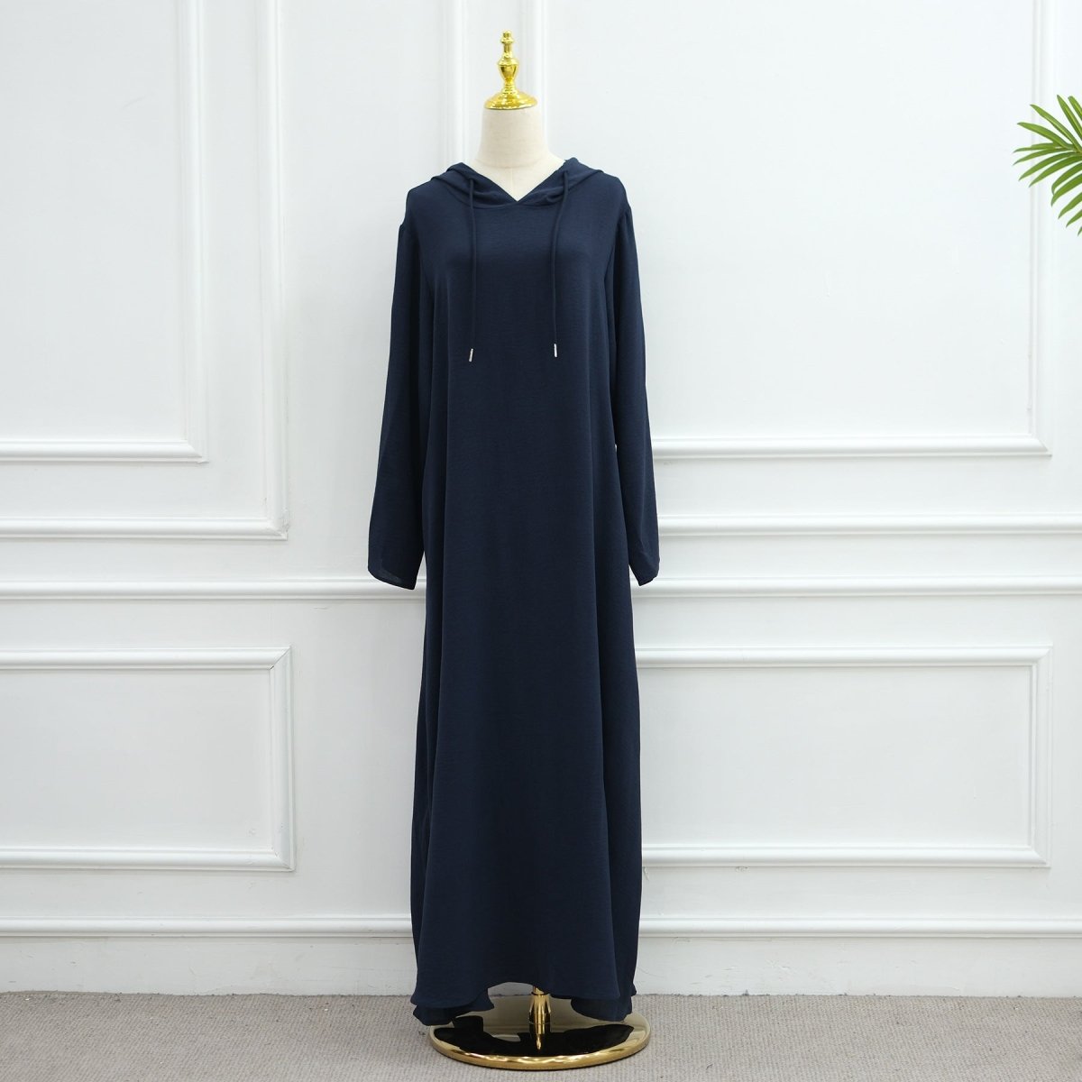 Robe à capuche froissée en soie glacée avec poches (MA393)