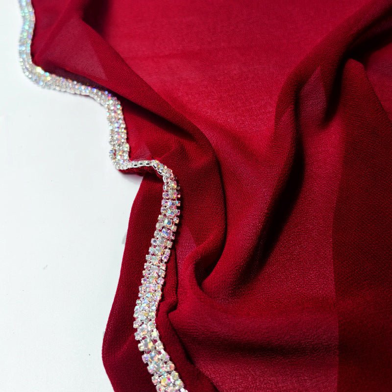 Hijab en Mousseline Bordé de Diamants (MH087)