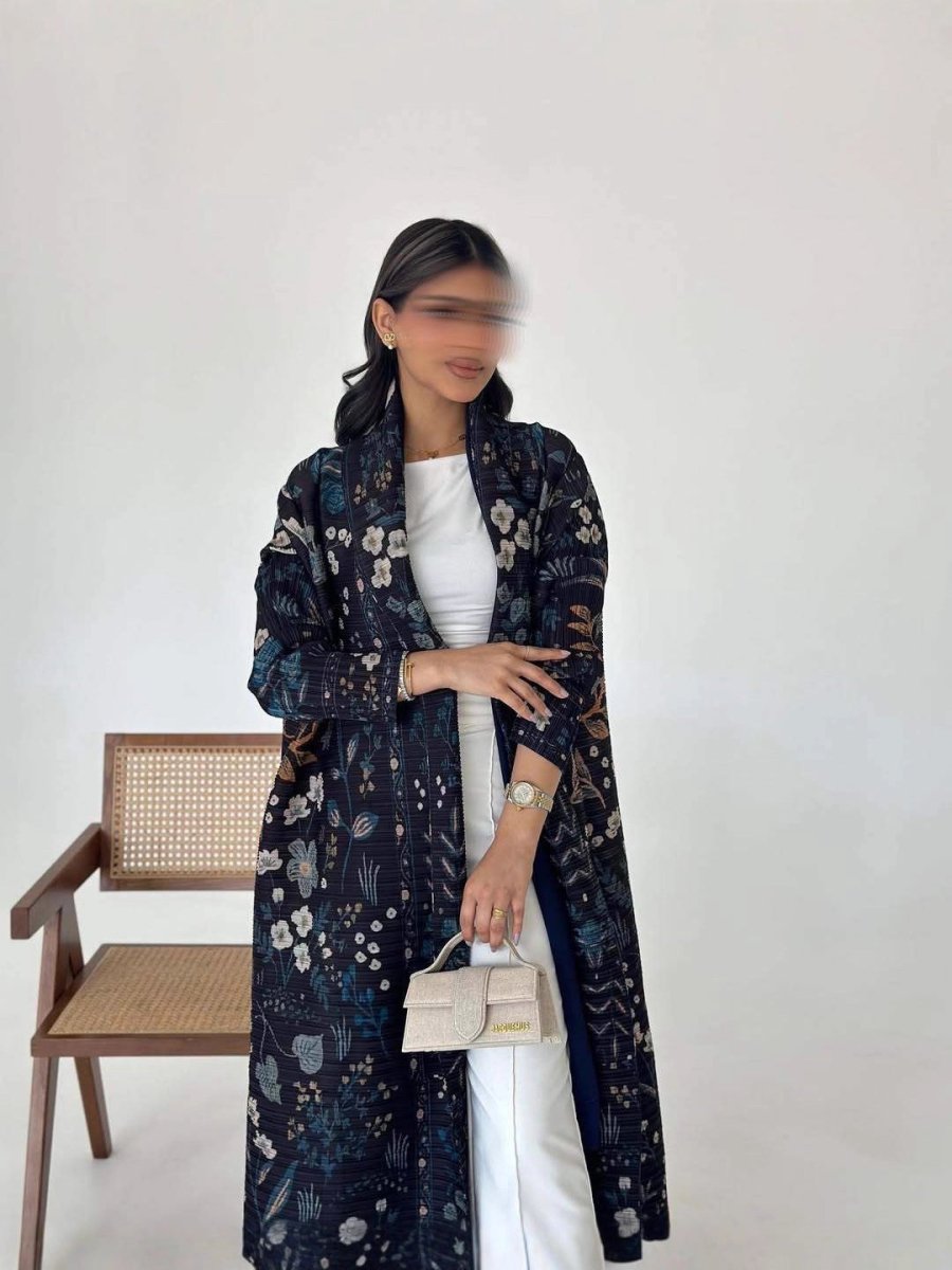 Trench-coat Musulman à Imprimé Floral - Veste Cape Robe Modeste pour la Ville (MOA212)