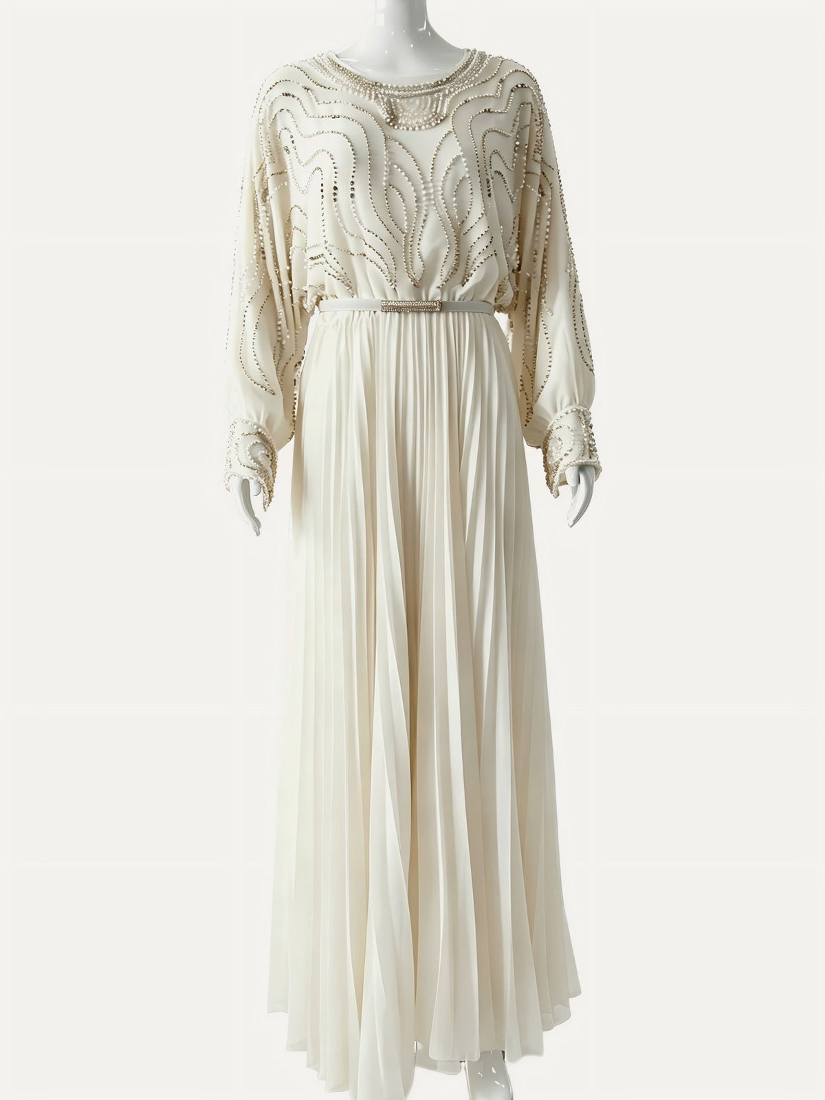 Robe Maxi Batwing Perlée et Cristal (MS529)