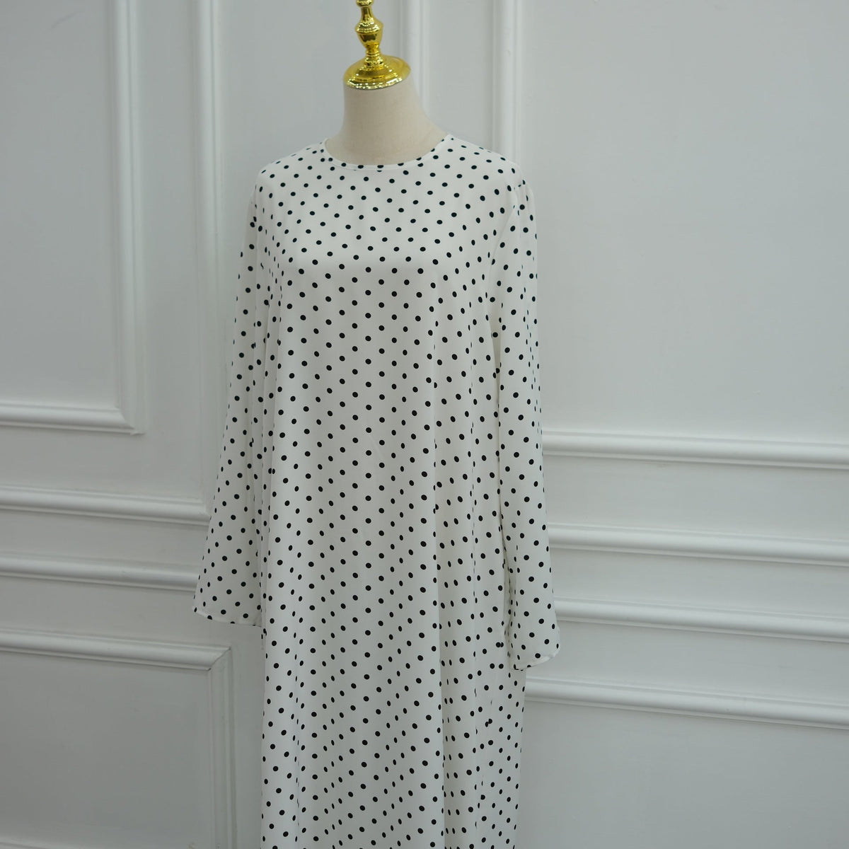 Abaya Maxi Dress Manches Évasées à Pois (MA464)